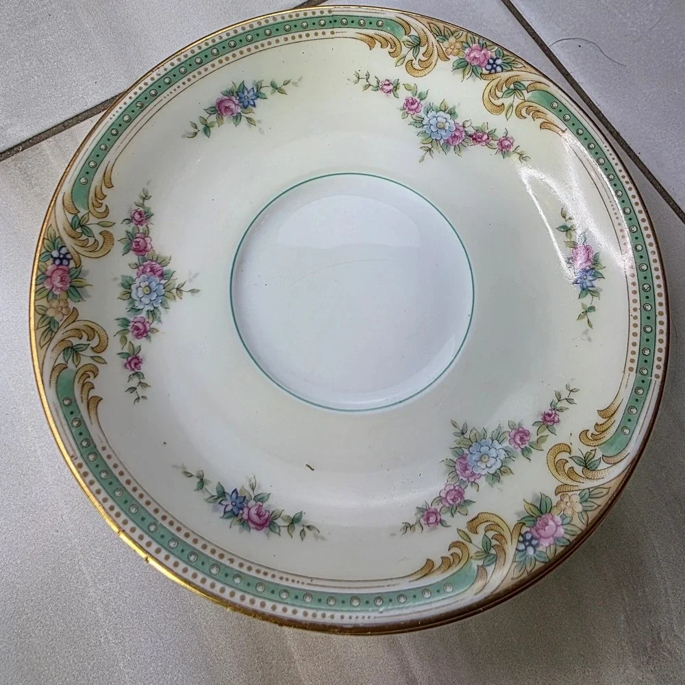 Vintage Noritake Plaza China‎ Saucers Set of 5 Floral Gold Trim Japan 5.5 Inch